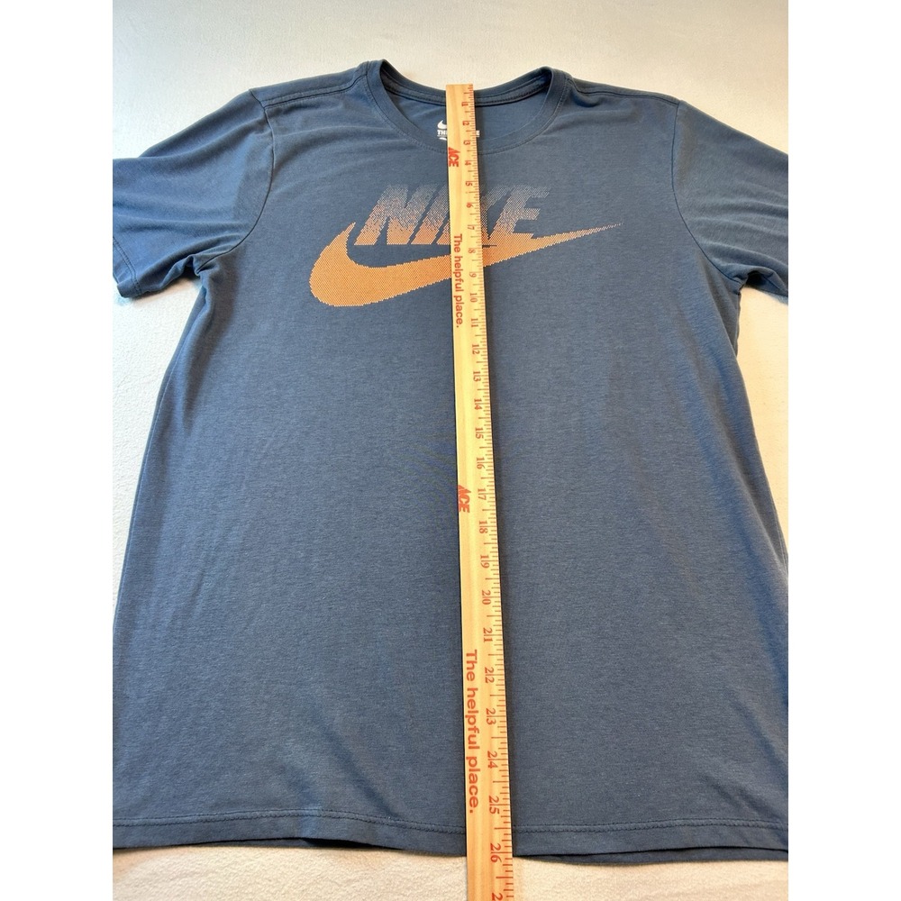 Nike Air Speckle The Nike Tee Big Logo Navy Blue Orange Check Size Medium - Picture 3 of 6